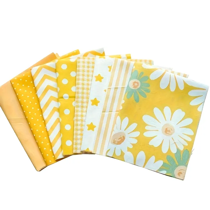 8pcs%20Yellow%20Floral%20Polka%20Dot%20Cotton%20Fabric%20%7C%20Precut%20Squares%20for%20Quilting%20DIY%20Crafts%20-%20Image%203