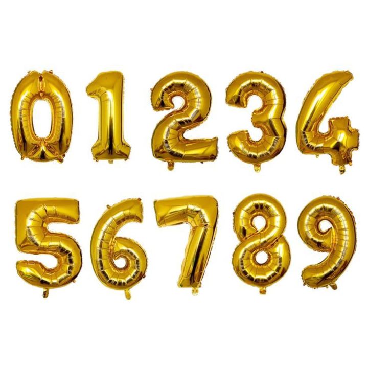 Numeric foil Balloons 0 to 9 number Balloons Golden Color 16 Inch Metallic Foil Balloon Original premium quality by HBI