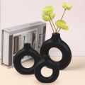 Donut Plastic Vase White Black Pink Cute Round Vase Flowerpot Ornaments for Living Room Dining Table Office Home Decor.