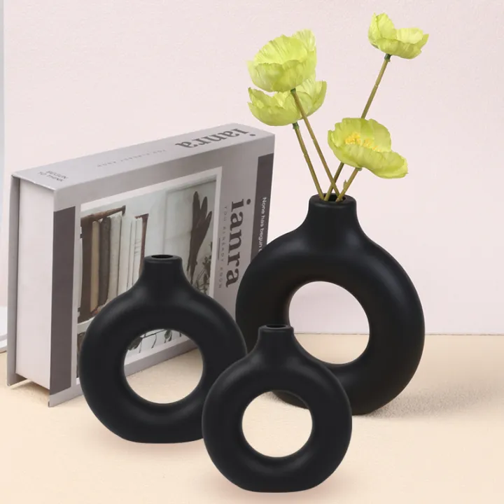 Donut%20Plastic%20Vase%20White%20Black%20Pink%20Cute%20Round%20Vase%20Flowerpot%20Ornaments%20for%20Living%20Room%20Dining%20Table%20Office%20Home%20Decor%20-%20Image%203