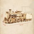 Locomotive 3D Car Wooden Puzzle Scale Model,DIY Model Kit, Handcraft ,Home Decoration,Mechanical Model Kit, Building Toy. 