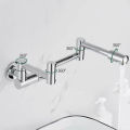 Solid Brass Wall Mounted Pot Filler Sink Single Cold Water  Faucet Tap Folding Swivel Tap. 