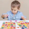 Colorful Alphabet Number Wooden Puzzles Toy for Kids Montessori Early Educational Baby Toys Intelligent Matching Game Child Gift. 