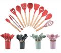 12pcs Silicon Spoon Set with holder cooking set. 