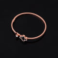 Metal Titanium Steel Bangle Rose Leaf Clover Charm Opened Cuff Bangle Bracelet for birthday gift | Rose Gold.