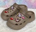New Girls Fashion EVA Rubber Platform Crocs | High Heel Soft Sole Sandals with Cartoon Charms. 