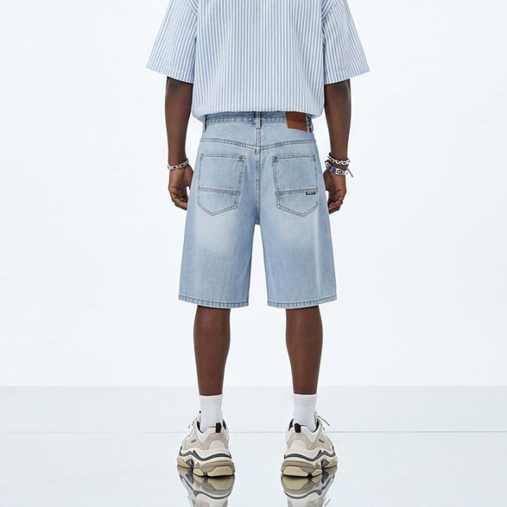 Men's%20and%20women's%20blue%20ripped%20jeans%20trendy%20American%20loose%20straight%20leg%20non%20stretch%20casual%20shorts%20suitable%20for%20summer%20street%20wear%20-%20Image%203