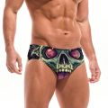 Crazy Skull Swim Trunks Slim Fit Durable Men's Drawstring Triangle Trunks Water Park Island Vacation Sunbathing Retro Swimwear. 