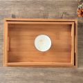 Bamboo Wooden Rectangular Tea Tray Pallet Wood Serving Tray Tea Cup Tray With Handle Wood Dinner Dessert Bread Fruit Food Plate. 