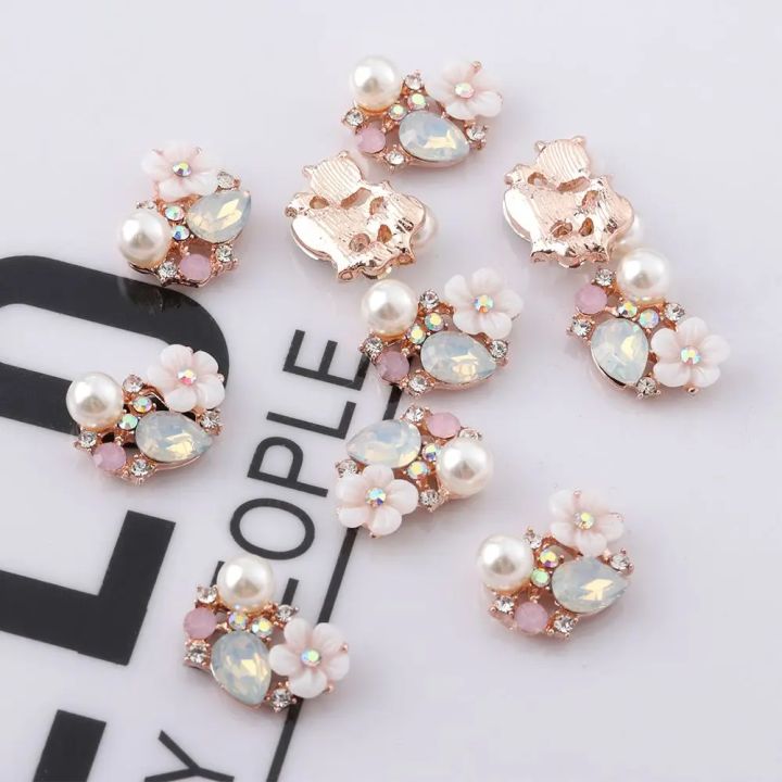 10PCS%20Rhinestone%20Button%20Craft%20Flatback%20Sewing%20Accessories%20Apparel%20Rhinestone%20Button%20Flower%20Buttons%20Garment%20Buckle%20Pearl%20Hairpin%20-%20Image%203