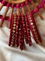 Silk thread and kundan bangles set - 6 piece deep red gorgeous churi - Colour can be customised. 