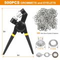 12mm Manual Eyelet Puncher Handheld Press Button Grommet Plier Punching Machine Hand Tool with 500Pcs Eyelet Grommets. 