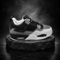 Air Jordan 4 Retro Style Men's Sneakers - Black & Grey Premium High-Top Sports.