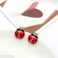 1Pair Insert Earrings Exquisite Paint Stud Earrings Red Oil Ladybug Ear Studs Fashion Handmade Animal Rhinestone Female Jewelry. 