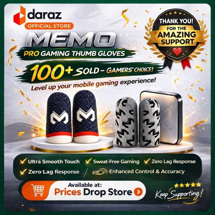 0.3🎮 Memo Gaming Finger Sleeves | Anti-Slip & Anti-Sweat Thumb Gloves | Smooth Sensitive Touch | For PUBG, Free Fire, BGMI, CODM, Apex Mobile