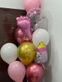 Baby girl announcement balloons pink and golden 10pieces. 