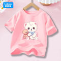 2025 Cute Bear Print Graphic T Shirts for Kids Clothes Cotton Loose Short Sleeve Tops Girls Casual Tees Children's Clothing XWW1. 