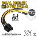 Dual Molex LP4 4 Pin to 8 Pin PCI-E Express Power Adapter Cable for GPU Graphics Card, 16cm Length - Geek Paradise Store. 
