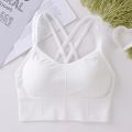 Sexy Women Tops Back Cross Strap Tank Top Push Up Running Sports Bra Breathable Soft Fitness Beauty Solid Color Yoga Bra. 