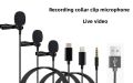 MC01 Portable 1.5m Wired Mini Microphone Type C For Phone PC Laptop Metal Clip-on Lavalier USB mic 3.5mm Condenser Microphone.