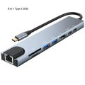 Type C Extender 8 in 1 USB HUB with HDMI Laptop Converter USB C to USB 3.0 2.0 Disk Ethernet Cable OTG Card Reader Charging Dock. 