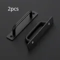 2pcs Barn Door Handles, Sliding Door Handle, Black Cabinet Handles, Door Pull Handle, Aluminum Alloy Door Pulls with Plate. 