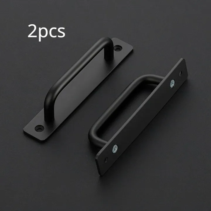 2pcs%20Barn%20Door%20Handles,%20Sliding%20Door%20Handle,%20Black%20Cabinet%20Handles,%20Door%20Pull%20Handle,%20Aluminum%20Alloy%20Door%20Pulls%20with%20Plate%20-%20Image%203