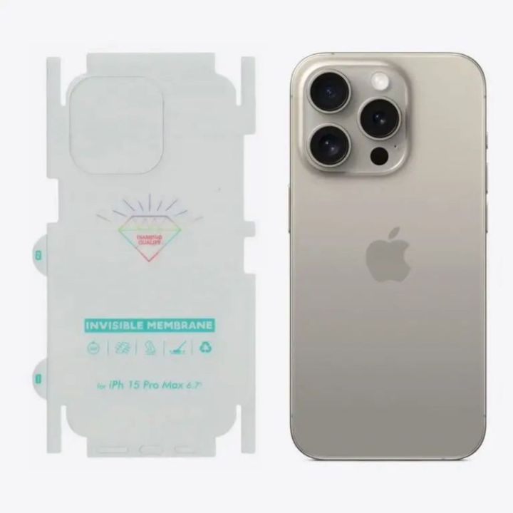 iPhone 15 Pro / iPhone 15 Pro Max - Back Transparent Matte Sheet with Logo Cut - Unbreakable membrane sheet for 360° Protection
