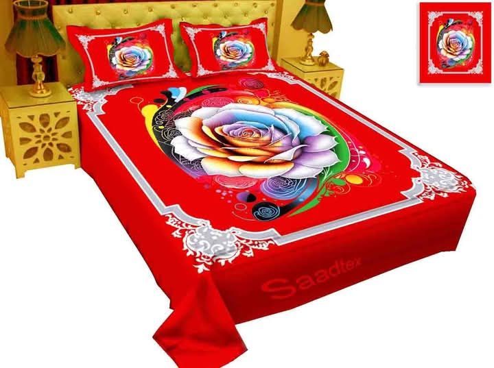 new collection br luxury cotton double size twill panel bed sheet size (7.5×8.5) King size with two pillow cover