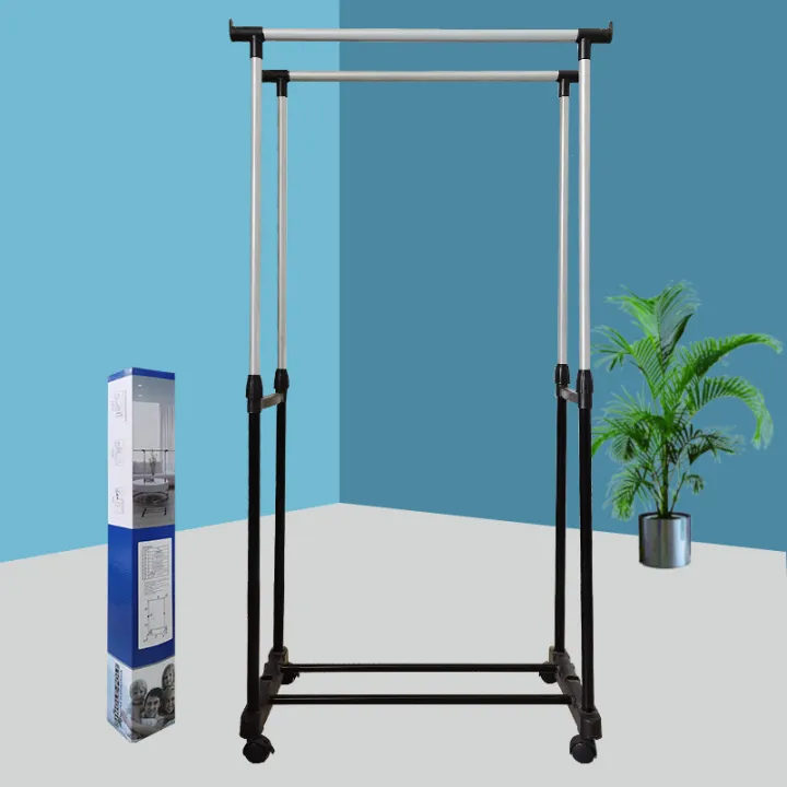 Chrome-plated steel bar drying rack 360 degree rotating wheel height ...