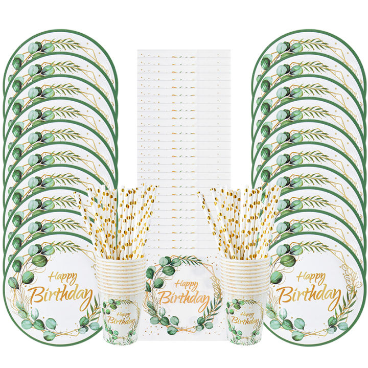 Green%20Eucalyptus%20Leaf%20Disposable%20Tableware%20Set%20Paper%20Plate%20Cup%20Napkin%20Kids%20Adult%20Birthday%20Supplies%20Hawaiian%20Summer%20Party%20Decor%20-%20Image%206