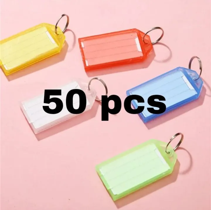 50pcs Plastic Keychain Key Tags Label Numbered Name Baggage Tag ID Label Name Tags with Split Ring