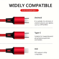 Multi-function Charging Cable 1.2M Charging Cable Nylon Braided Fast Charging Universal 3-in-1 Charging Cable Adapter For IP/Type-C/Micro-USB Ports, Compatible With Mobile Phones, Tablets. 