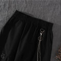 Spring Autumn Women Harajuku Cargo Pants Handsome Cool Two-piece Suit Chain Long Sleeve+Ribbon Pants.