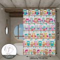 The Owl-Themed Dry-Wet Separation Partition Shower Curtain Has a Fresh Color and Creates a Childlike Bathroom Atmosphere.