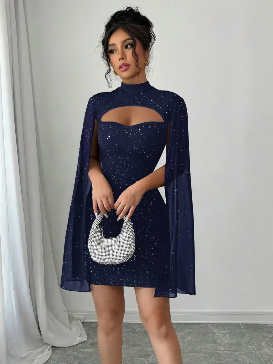 %20Women's%20Stand%20Collar%20Cape%20Mini%20Dress%20Sequins%20Sparkling%20Club%20Party%20Night%20Out%20Fitted%20Bodycon%20Elegant%20Autumn%20Winter%20-%20Image%203