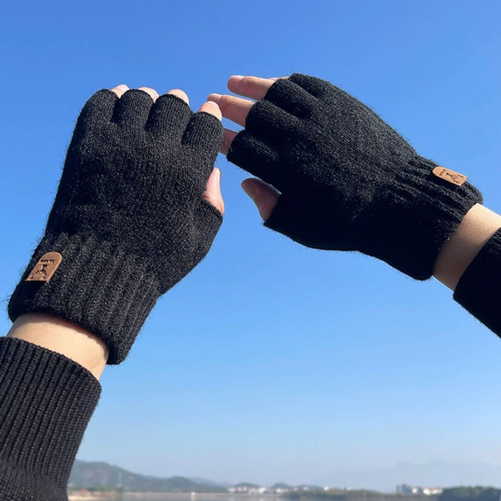 Fashion Knitted Half finger gloves warm autumn winter men women casual gloves for work writting or touch screen