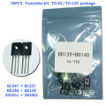 50PCS/Lot Transistor kit BC547 and BC557, 2N5551 and 2N5401 ,BD140 and BD139 NPN PNP Transistor TO-92/126 Triode Transistor set. 