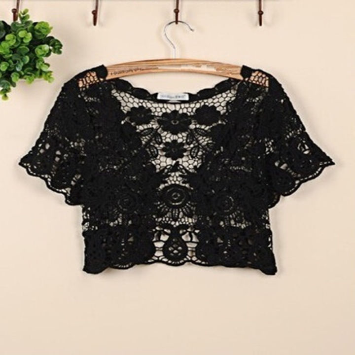 Women%20Short%20Sleeve%20Crochet%20Shrugs%20Hollow%20Out%20Flower%20Lace%20Open%20Front%20Cropped%20Cardigan%20Sunscreen%20Jacket%20Sport%20Running%20Vest%20-%20Image%205