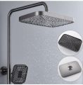 Piano Key Shower Set Gray Bathroom Digital Display Faucet Shower System Set Bathtub Hot and Cold 4 Functions Tap Shower Set,Grey 4 Mode LED. 