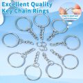 30pcs Silver Plated Metal Blank Keyring Keychain Split Key Ring with Chain Climbing Buckles Carabiner Keychain Rings Accessories. 