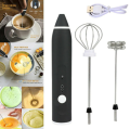 Handheld Coffee Frother with Dual Attachments – Electric Foam Maker with USB Charging – Whisk for Latte, Cappuccino, Matcha & Kitchen Use (Black). 