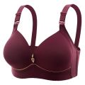 Mom Brassiere Without Steel Ring Breathable Gathered Ladies Underwear Non-magnetic Thin Cup Glossy Obese Female Ladies Bra. 