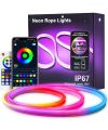 Neon Rope Light RGB-IC Neon LED Lights with Music Sync,Waterproof Flexible Neon Led Strip,DIY Ideas,Remote,Bluetooth APP Control,for Bedroom, Living Room, Gaming Room(5 Meters). 