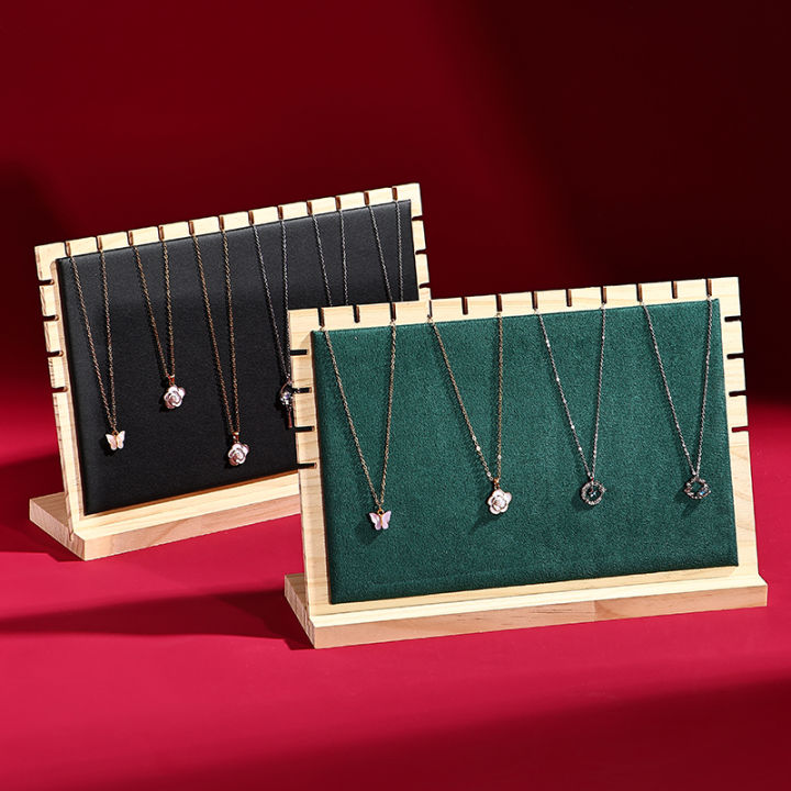 Fashion%20Bamboo%20Wood%20Square%20Necklace%20Display%20Stand,%20Premium%20Bamboo%20Material%20with%20Velvet%20&%20Leather%20Surface,%20Scratch-Protection%20Jew%20-%20Image%203