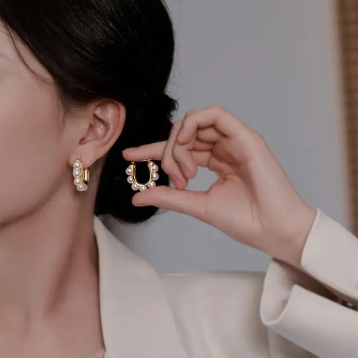 Stylish%20U-shaped%20Hoop%20Earrings%20Golden%20Elegant%20Imitation%20Pearl%20Earrings%20Wedding%20Party%20Luxury%20Accessories%20Women's%20%20K-%20-%20Image%202