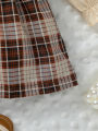 2024 New Baby Girls Autumn Long Sleeve With Bow Plaid Fahion  Cute Dress. 