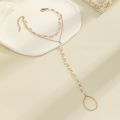 Multi Layer Pearl Finger Ring Bracelet for Women, Faux Pearl Elegant Accessory for Weddings, Dates, and Parties.