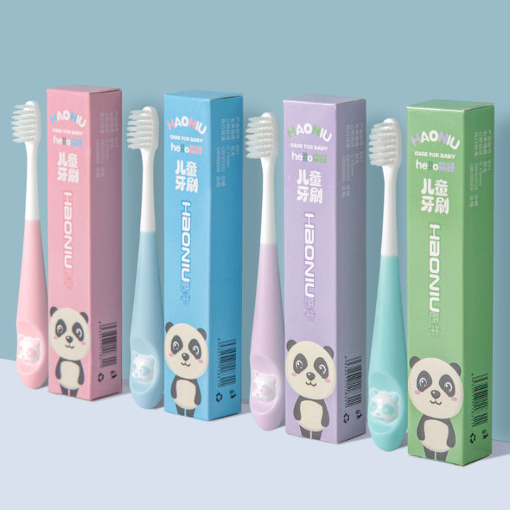 HaoNiu Children's  Soft Hair Toothbrush 3-12 Years Old Cartoon Panda Toothbrush