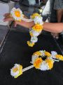 artificial flowers jewellery bridal for event haldi mehendi 2 gajray mayyu 2 earrings 2 rings 1 teeka marigold genda babybreaths artificial imported quality flowers. 